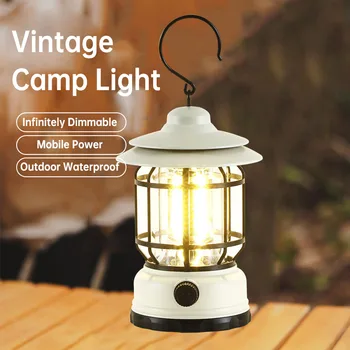 Outdoor Camping Typ Lampy-C Rýchle Nabíjanie Osvetlenie Dekoratívne Plnenie Stan Na Čítanie Retro Portable Kempingové Svietidlo