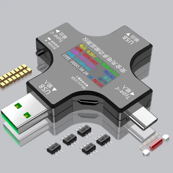 2 v 1, USB Multimeter Voltmeter Ammeter Load Tester USB Prúd Batérie Kapacity Digitálnych Typ-C Meter