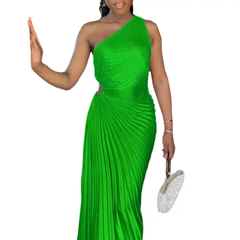 2023 African Party Šaty pre Ženy Elegantné Letné Afrických bez Rukávov Polyester Orange Black Pink Skladaný Dlhé Šaty Maxi Šaty
