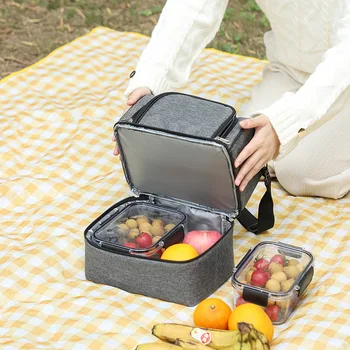 Dvojitá izolácia Obed Taška Nepresakuje Piknik chladnejšie taška na pivo Bento Box Jedlo Puzdro Potravín cestovné Tepelnej Chladnejšie Dodávky Taška