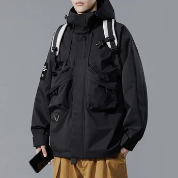 Jeseň nové módne funkčné búrka bunda vonkajšie tri anti-soft shell s kapucňou mužov kabát cargo bunda mužov