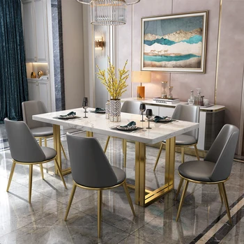 Nordic mramoru jedálenský stôl a stoličky kombinácia moderných jednoduché a luxusné obdĺžnikové domácnosti tabuľka