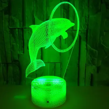 Nighdn Detí Nočné Svetlo Dolphin 3D Optické Ilúzie, Nočné Lampy, Spálne Dekorácie Led Nočného Darček Hračky pre Deti Baby